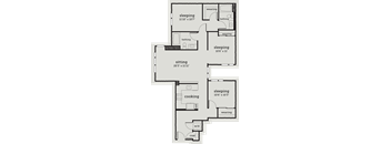 a floor plan of a small house with bedrooms and a living room