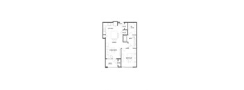 A floor plan of a house with labeled rooms such as kitchen, living room, and bathroom.