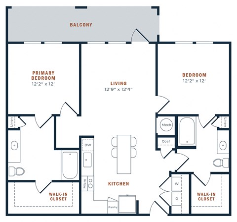 a floor plan of a two bedroom apartment