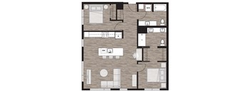 2 bed 2 bath floor plan C at Riverfront Everett, Everett, 98101