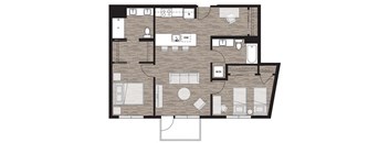 2 bed 2 bath floor plan E at Riverfront Everett, Everett
