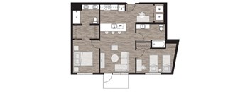 2 bed 2 bath floor plan F at Riverfront Everett, Washington