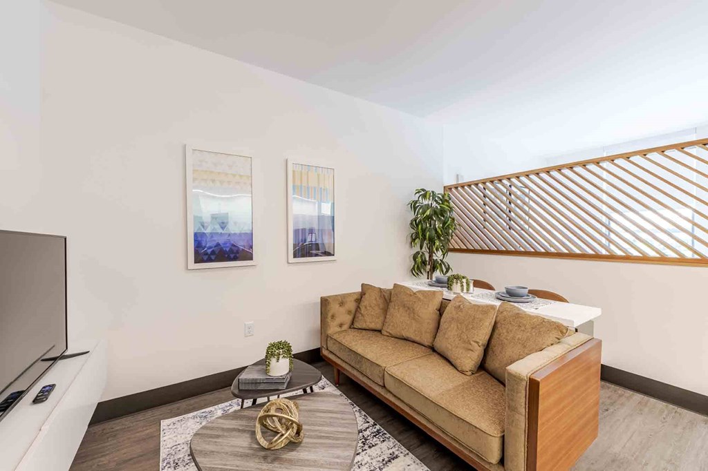 Pet-friendly home with a bright living room and ample natural light in a Miami Beach apartment.