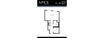 A black and white image of a floor plan for an apartment.