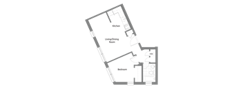 A black and white image of a house floor plan with labeled rooms.