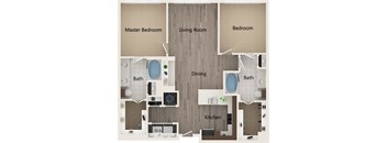 Apartments In Atlanta, GA for Rent – Arabelle Perimeter – floorplan of our two-bedroom N