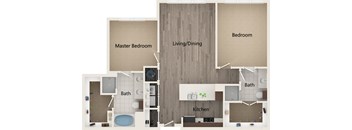 Apartments In Atlanta, GA for Rent – Arabelle Perimeter – floorplan of our two bedroom P