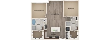 Apartments In Atlanta, GA for Rent – Arabelle Perimeter – floorplan of our two-bedroom Q