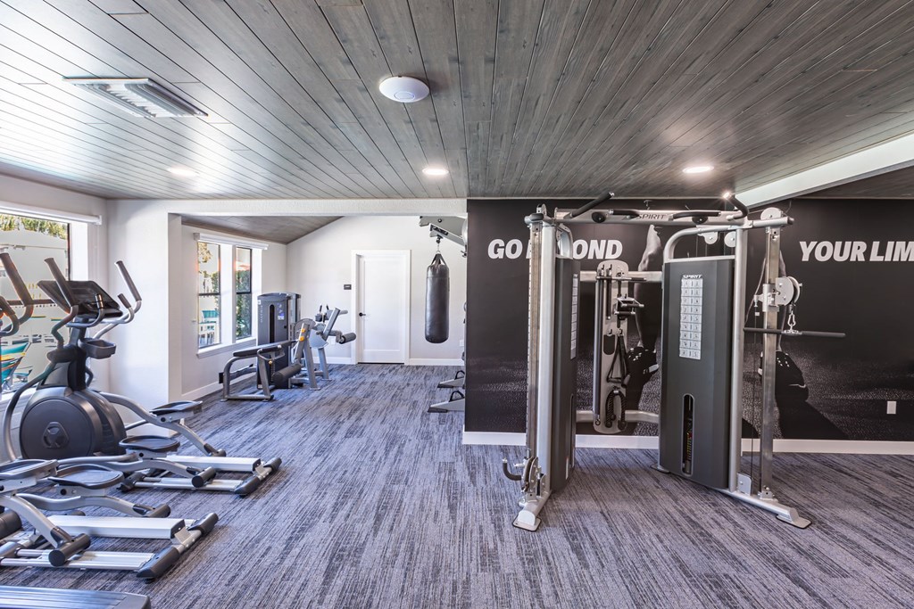 the gym at the flats at big tex apartments