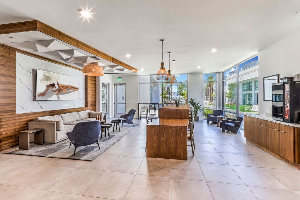 the lobby at the m on hennepin apartments in minneapolis, mn