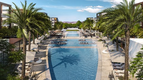 LOUNGE POOL TERRACE & SPA WITH POOL POD LOUNGERS