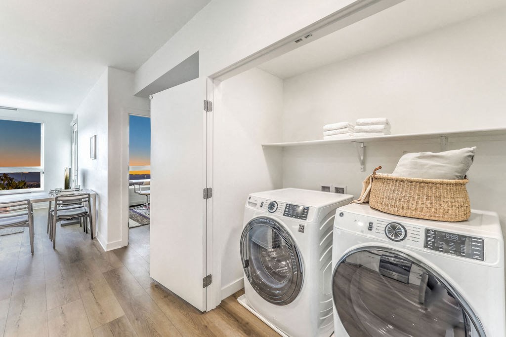 a washer and dryer in a laundry room
