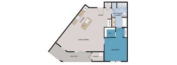 a floor plan of a bedroom apartment with a bathroom and a living room