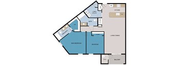 a conceptual floor plan of a two story residence with blue floors and beige walls