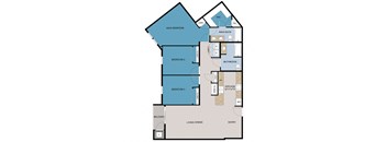 a floor plan of a bedroom floor plan with a bathroom and a loft