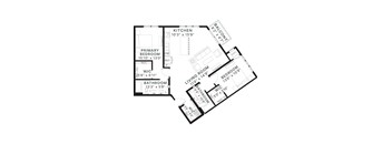 A black and white image of a floor plan for a house.