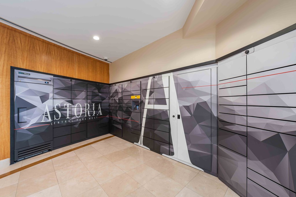 a bunch of lockers in a room with a tile floor