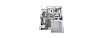 a 3d floor plan of a house with a bedroom and living room