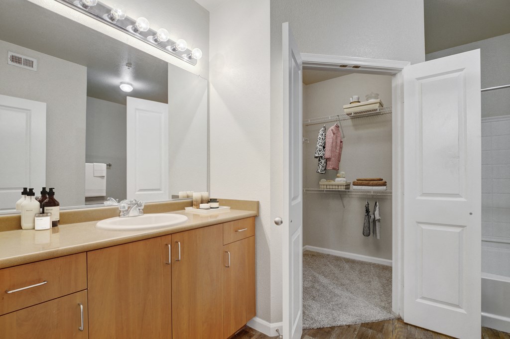 Bathroom with walk in closet