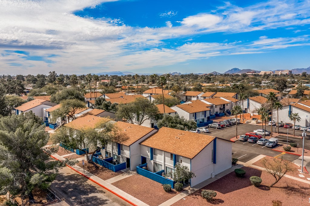 Property view of Midtown on Seneca, a pet-friendly apartment community near East Central Tucson, Tucson, AZ.