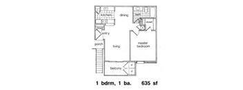 1BR/1BA 635 sq. ft.