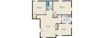 a floor plan of a house with a kitchen and a living room
