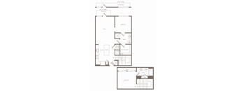 A floor plan of a home with a balcony, living room, dining room, kitchen, and bathroom.