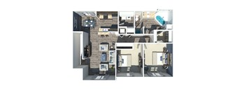 2 bedroom, 1 bathroom floor plan with 1,025 sq. ft. at Preston at Hillwood Apartments, a pet-friendly community in Murfreesboro, Tennessee, near Smyrna and Nashville.