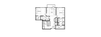 A black and white image of a house floor plan with labeled rooms.