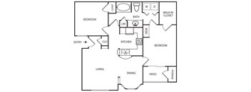 a floor plan of a house with bedrooms and a kitchen