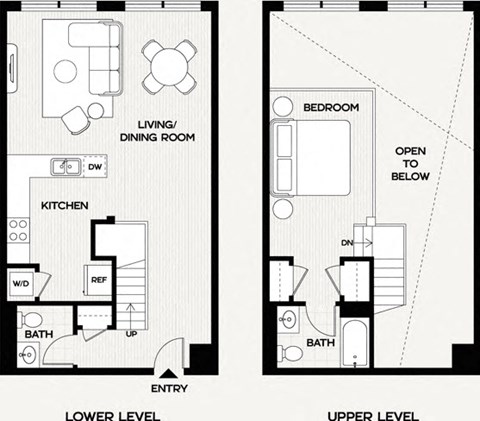 A floor plan of a two-level home with labeled rooms.