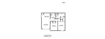 a floor plan of a 2 bedroom, 1 bath