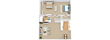 the floorplan of a room with a bedroom and a living room