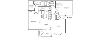a floor plan of a house with bedrooms and a living room