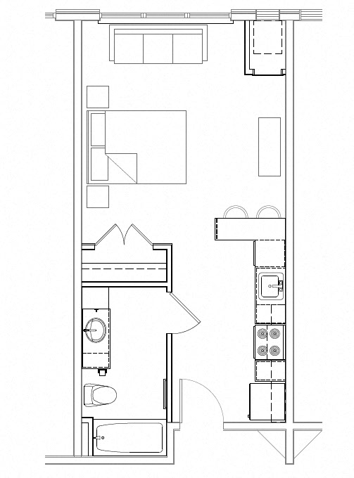 Studio |430 sq ft 1x1 floorplan