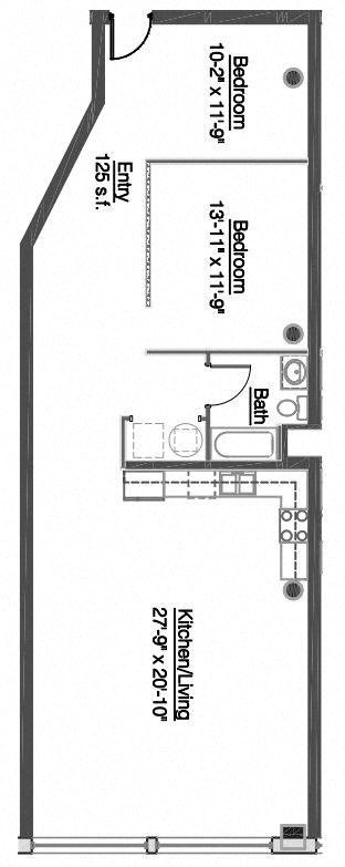 Fashion Square B2 two bedroom floor plan