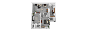 Large two-bedroom apartment floor plan at Idlewild 45 Apartments in Memphis TN with open living areas and private bedrooms