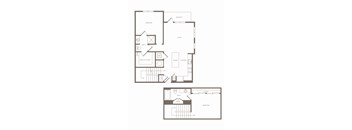 A floor plan of a two-story house with a balcony on the second floor.