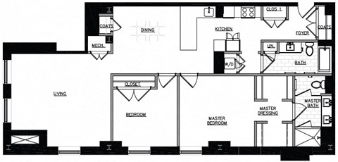 a floor plan of a small house with a bedroom and a living room