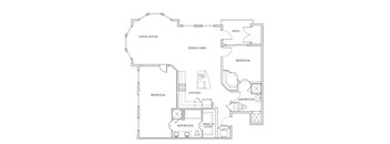 A black and white image of a house floor plan.