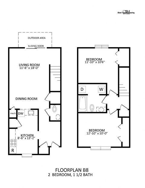 a floor plan of two bedroom apartment