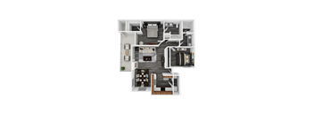 Barbados floor plan at Madison at Black Mountain: 976-square-foot apartment with two bedrooms, two bathrooms and a patio.