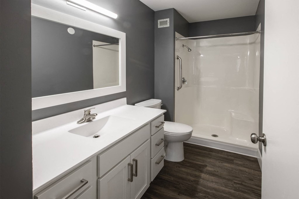 bathroom with updated countertops