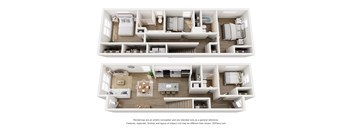 two dimensional floor plans of a 1 bedroom apartment