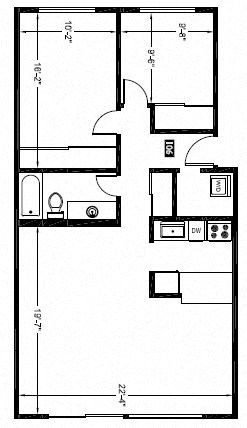 2 Bed - 1 Bath |950 sq ft 2 Bed - 1 Bath |950 sq ft