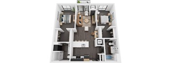 a 1 bedroom floor plan with a bathroom and a living room