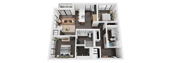 a 3 bedroom floor plan with a bathroom and a living room