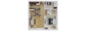 an overhead view of a house with a wood floor