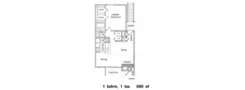 1BR/1BA 690 sq. ft.