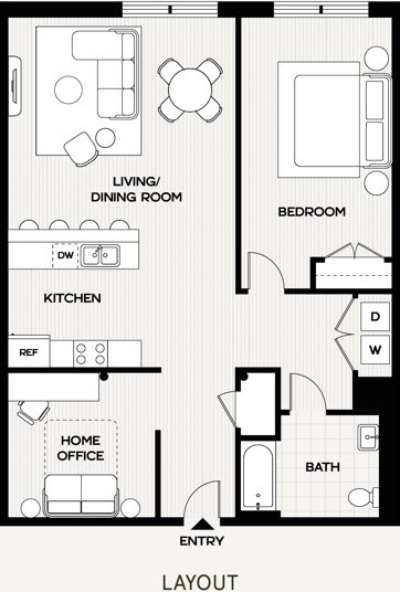 A black and white floor plan of a house layout.